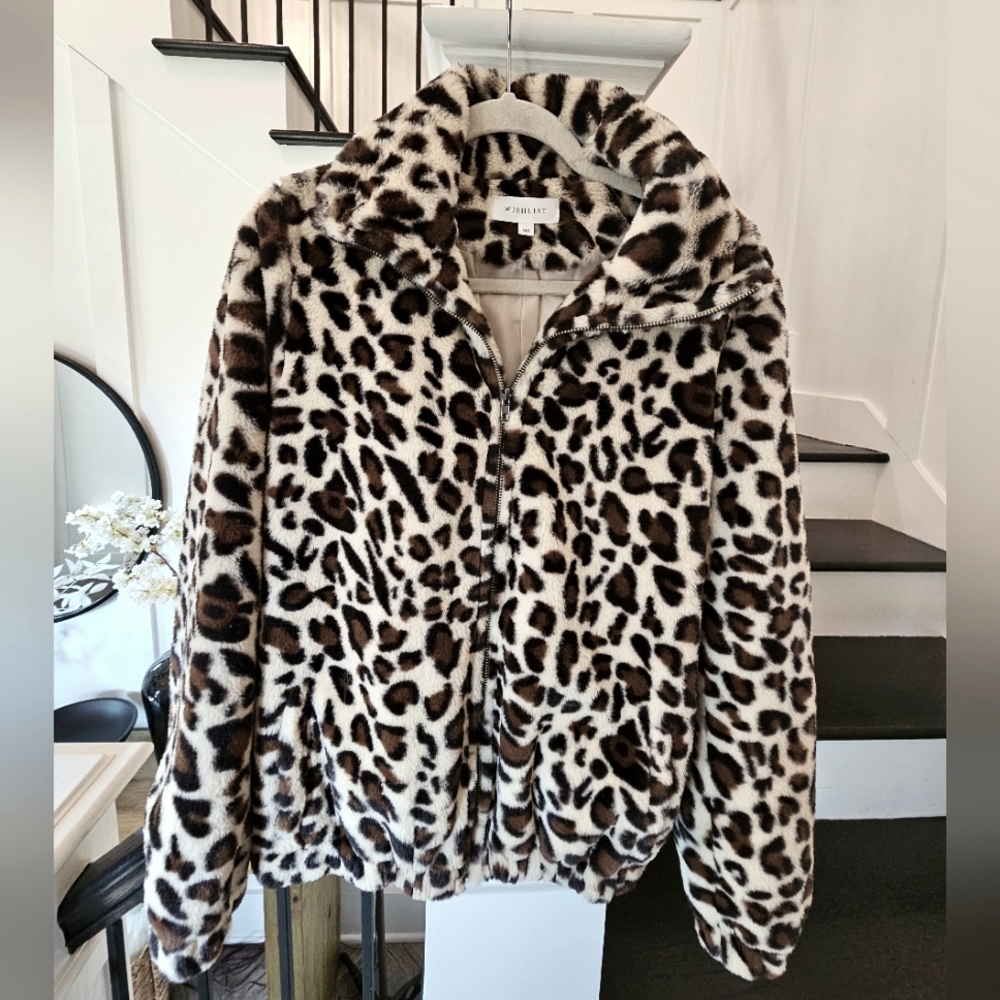 Leopard Animal Print Fleece Jacket Coat